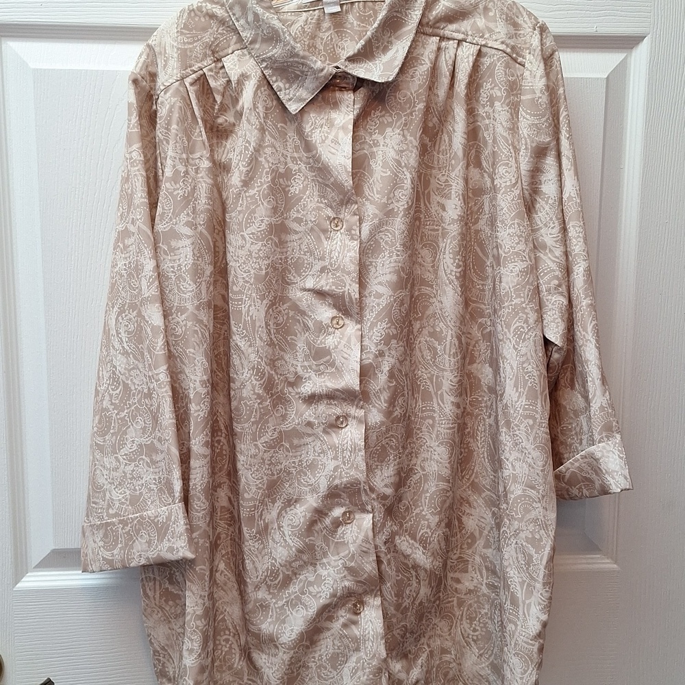 J womens Woman Within casual 3/4 cuffed sleeve button plus size top 22/24